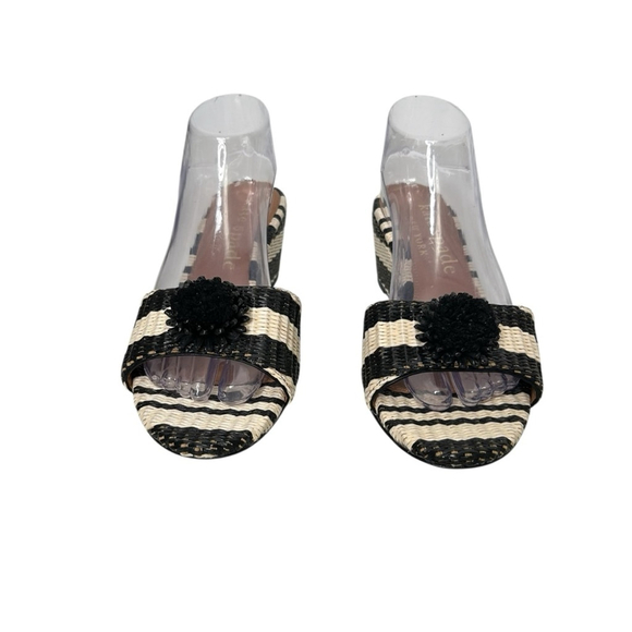 Kate Spade New York Women's Seville Raffia Leather Stripe Wedge Mule Sandals 10 - Picture 5 of 13